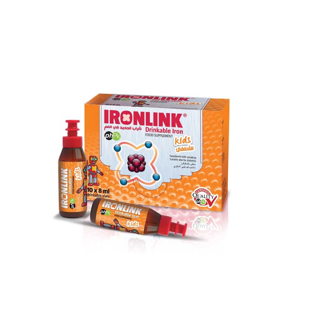 Iron Link Kids 10 Drinkable Iron Vials – gentle daily iron supplement for children aged 3 and above