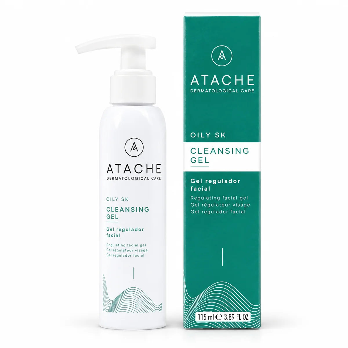 ATACHE Oily SK Cleansing Gel 115 ml white pump bottle and green carton