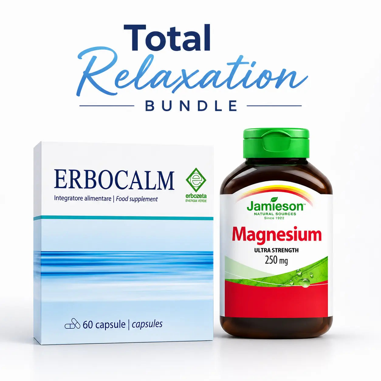 Calm & Relaxation Support Bundle with ERBOCALM GABA and Jamieson Magnesium 250 mg