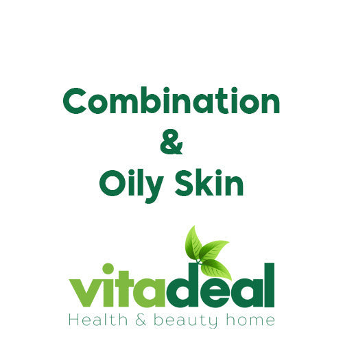 Combination to oily skin care products including cleansers, toners, serums, moisturizers, and sunscreens for balanced, shine-free skin