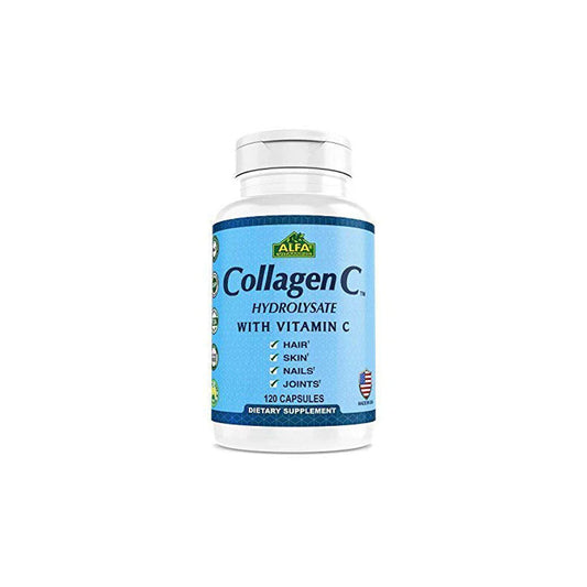 ALFA Collagen C Hydrolysate with Vitamin C capsules for skin, hair, nails, and joint support