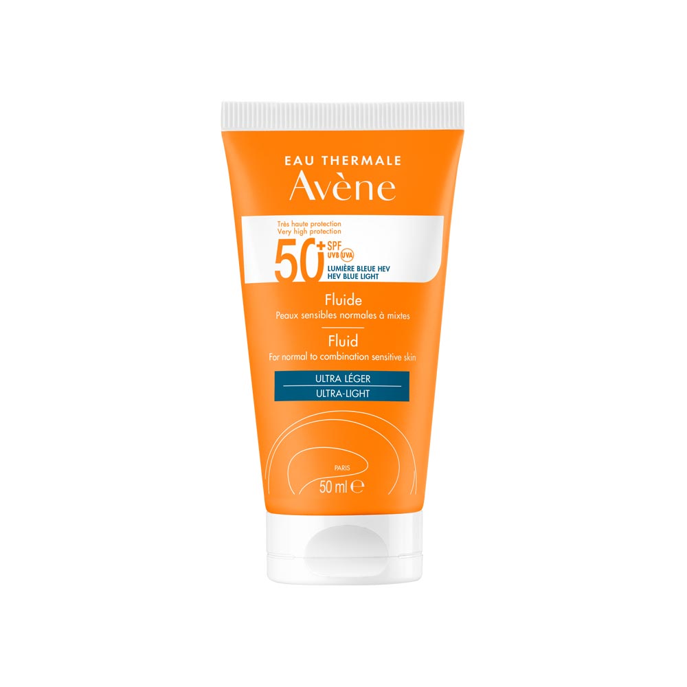 Avene Fluid SPF 50+ lightweight sunscreen for normal to combination skin 50ml