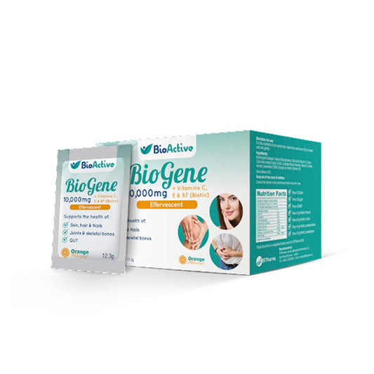BT Pharma BioGene Collagen 10,000 mg – effervescent collagen drink sachets for skin, hair, and joint health