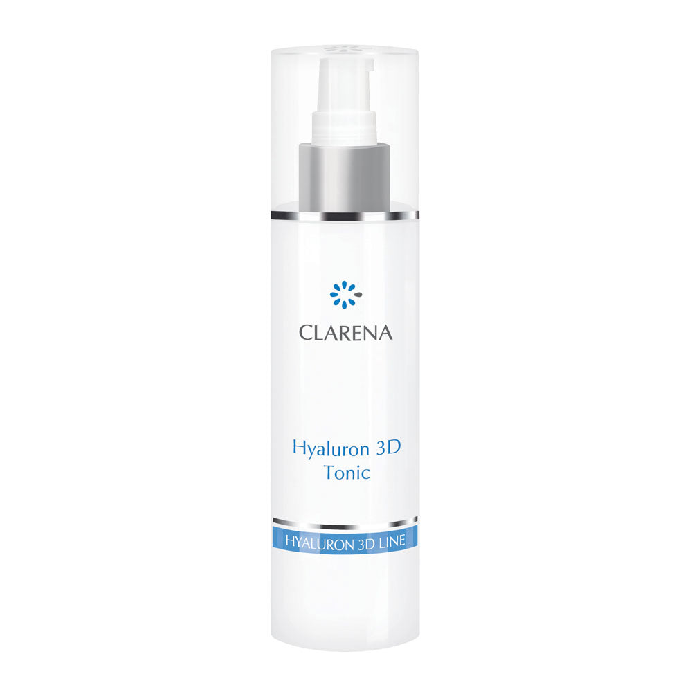 Clarena Hyaluron 3D Tonic – Hydrating facial toner with 3D hyaluronic acid for moisture, pH balance, and skin refreshment. 200 ml.