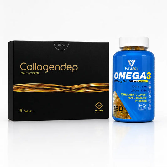 Collagendep Beauty Cocktail VERISOL collagen and VitaJoy Omega‑3 EPA DHA supplement bundle for skin, hair and nails