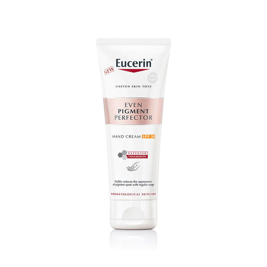 Eucerin Even Pigment Perfector Hand Cream SPF30 – reduces dark spots, hydrates for 24h, and protects hands from sun damage.
