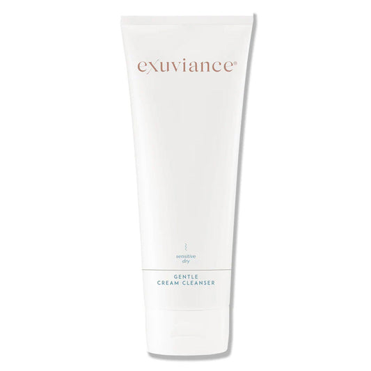 Close-up of Exuviance Gentle Cream Cleanser in 212 ml bottle, ideal for dry and sensitive skin types.