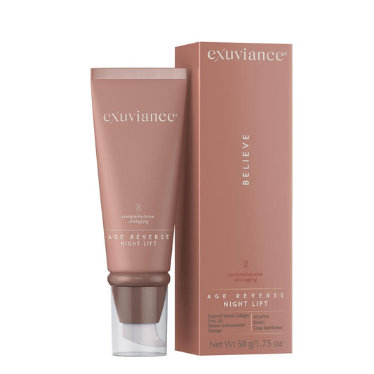 Exuviance Age Reverse Night Lift cream, 50g, designed to reduce wrinkles and hydrate skin for a youthful glow