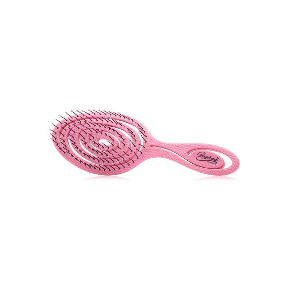 Raghad Organics Anti Hair Loss Brush in Pink featuring an ergonomic handle for comfortable use.