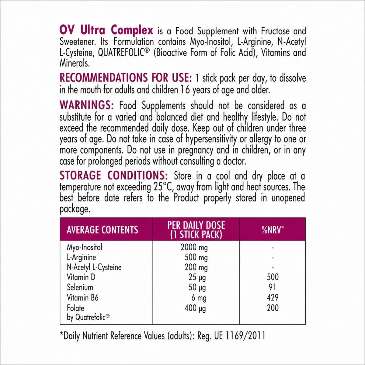 OV Ultra Women’s Fertility Support with Myo-Inositol & CoQ10 | 30 Oro soluble Sticks