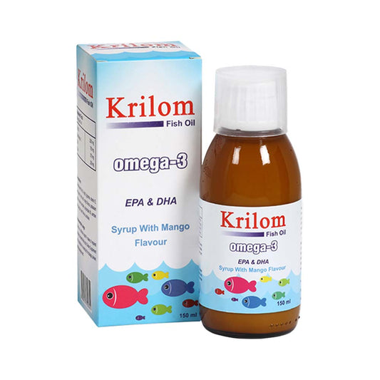 Krilom Omega-3 Syrup 150 ml bottle – Omega-3 supplement for kids’ brain and vision support