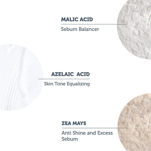 Active ingredients like azelaic acid, malic acid, corn starch, and allantoin work together to exfoliate, purify, and hydrate skin.