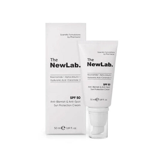 Anti Blemish & Anti Spot Sun Protection Cream SPF 50+ with Alpha Arbutin, Niacinamide, and Ceramide for clear, protected skin.