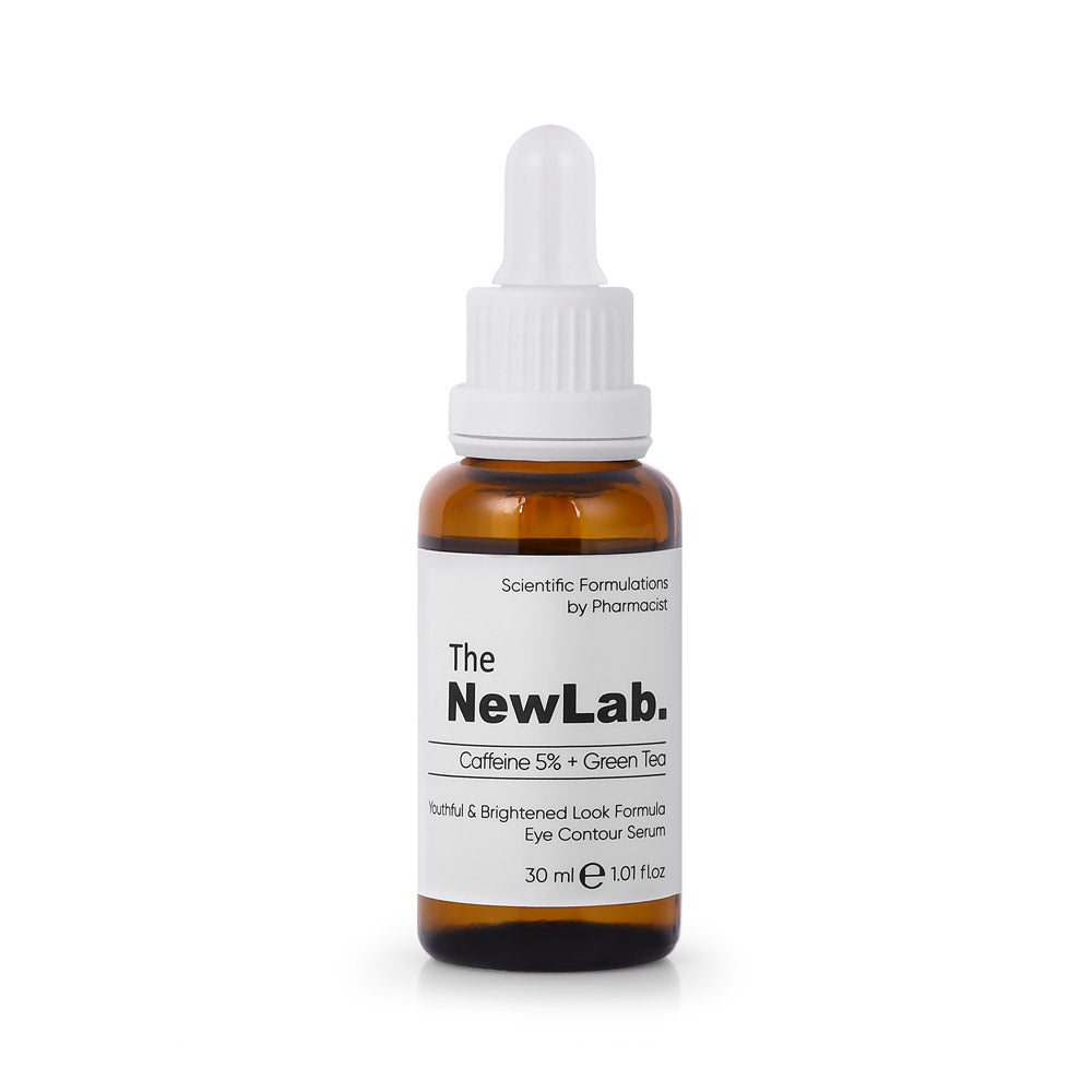 The NewLab Caffeine 5% + Green Tea Eye Contour Serum (30ml) reduces puffiness, dark circles & revitalizes the delicate eye area.