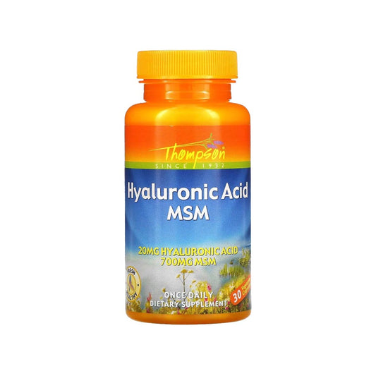 Thompson Hyaluronic Acid & MSM capsules with 20 mg HA and 700 mg MSM for joint and skin health