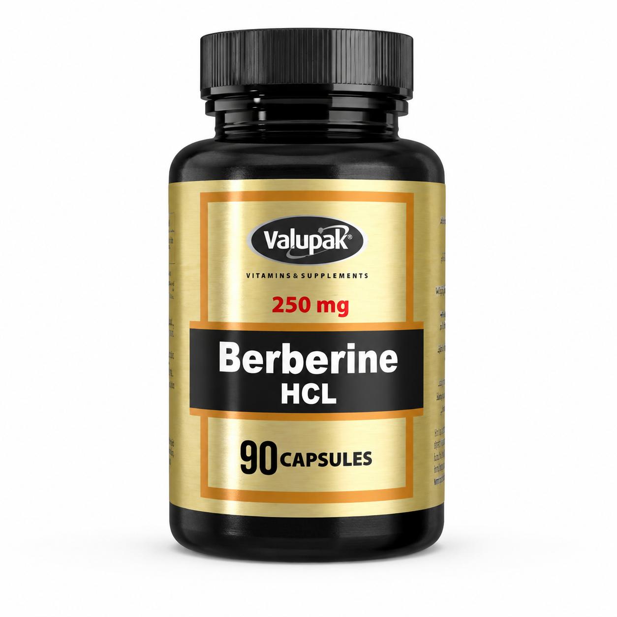 Valupak Berberine HCL 250mg 90 Capsules UK Food Supplement for Metabolic Health Support