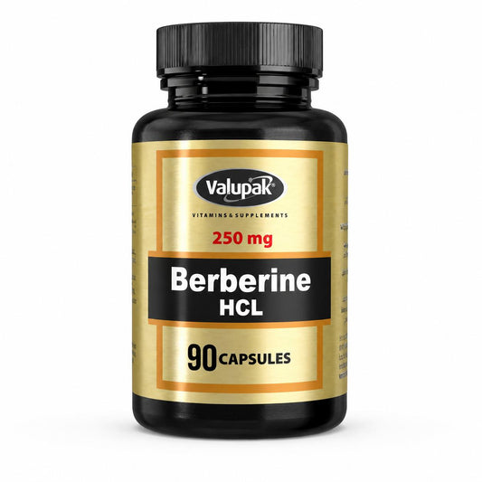 Valupak Berberine HCL 250mg 90 Capsules UK Food Supplement for Metabolic Health Support