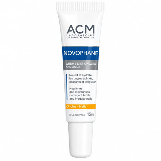 ACM Novophane Nail Cream 15ml moisturizing and strengthening treatment for brittle, fragile and splitting nails.