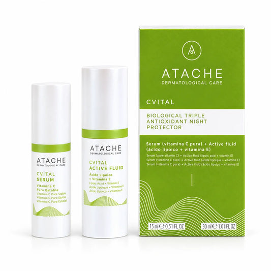 ATACHE CVITAL Triple Antioxidant Night Protector vitamin C serum 15 ml, Active Fluid 30 ml and carton