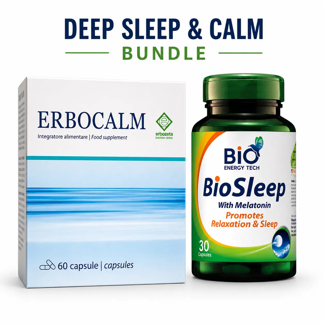 Nighttime wellness routine with ERBOCALM GABA and Bio Sleep for relaxation and sleep support