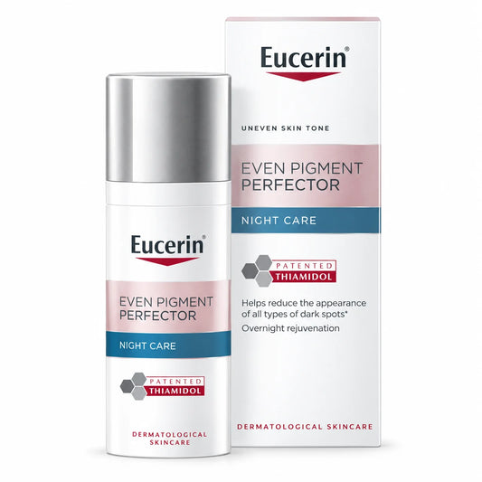 Eucerin Even Pigment Perfector Night Care 50ml with patented Thiamidol, regenerating night cream for dark spots, hyperpigmentation and uneven skin tone.