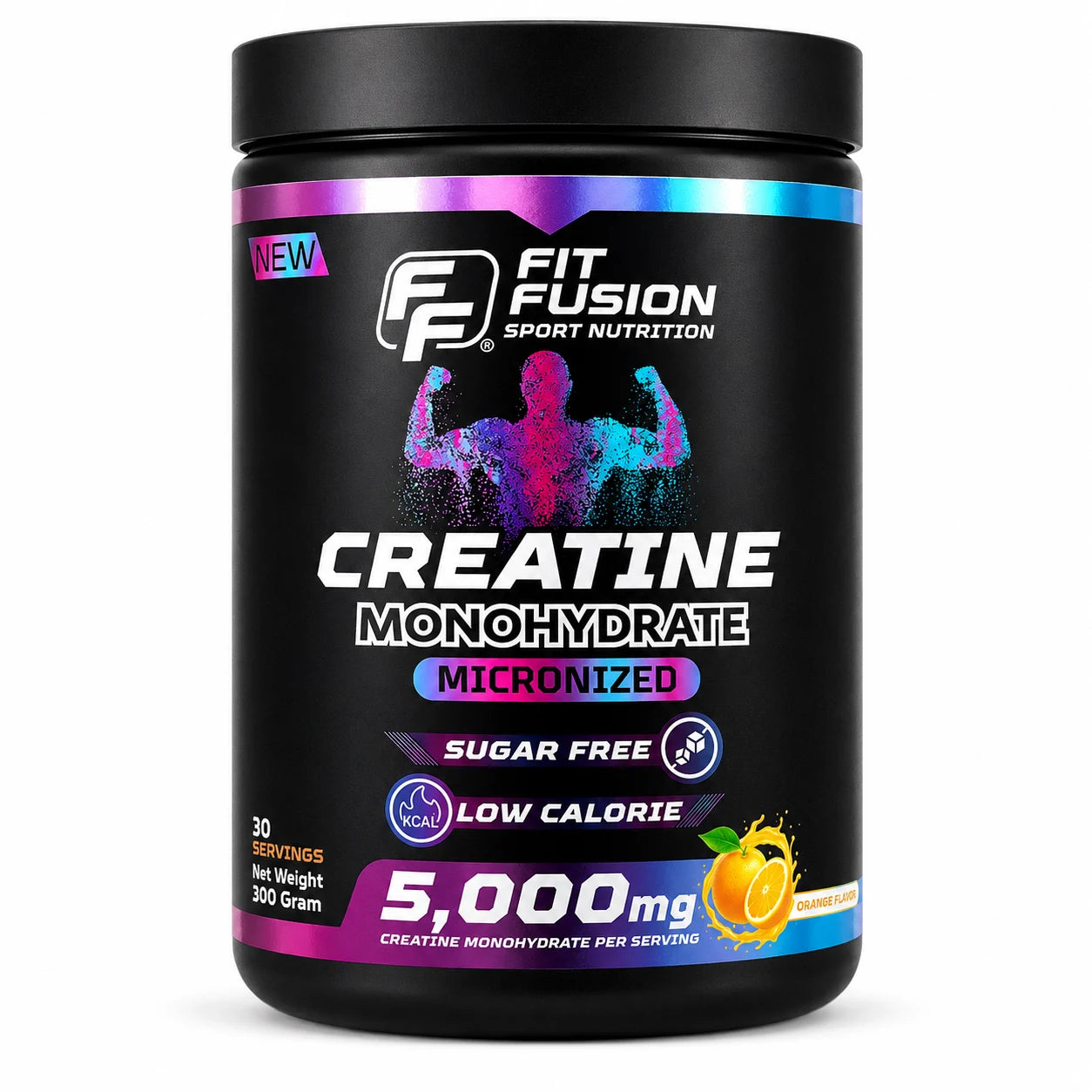 Fit Fusion Creatine Monohydrate Micronized 5000 mg Orange Flavor 300 g