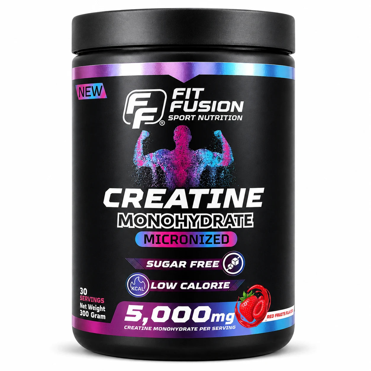 Fit Fusion Creatine Monohydrate Micronized 5000 mg Red Fruits Flavor 300 g