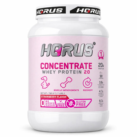 HORUS Her whey protein concentrate for women, Strawberry flavor, 20 g protein, 30 servings, 780 g jar
