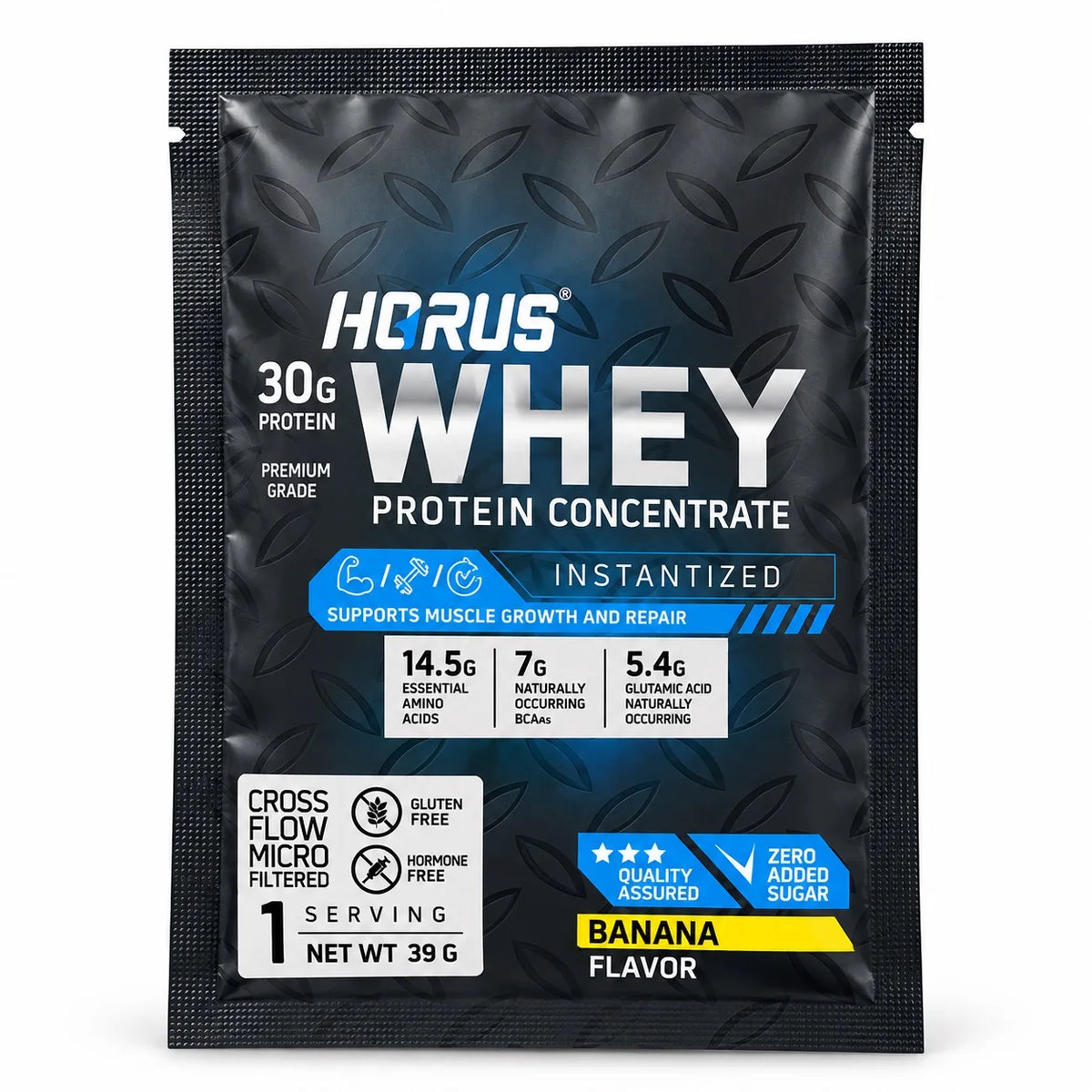 HORUS Whey Protein Concentrate Banana flavor 39g single-serving protein sachet