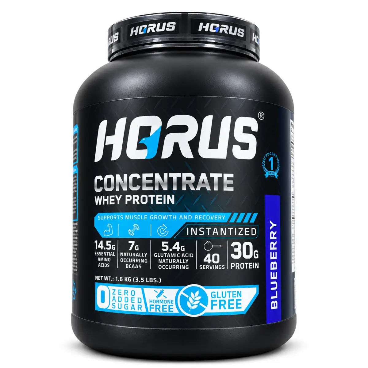 HORUS Whey Protein Concentrate blueberry flavour, 1.6kg tub with 40 servings