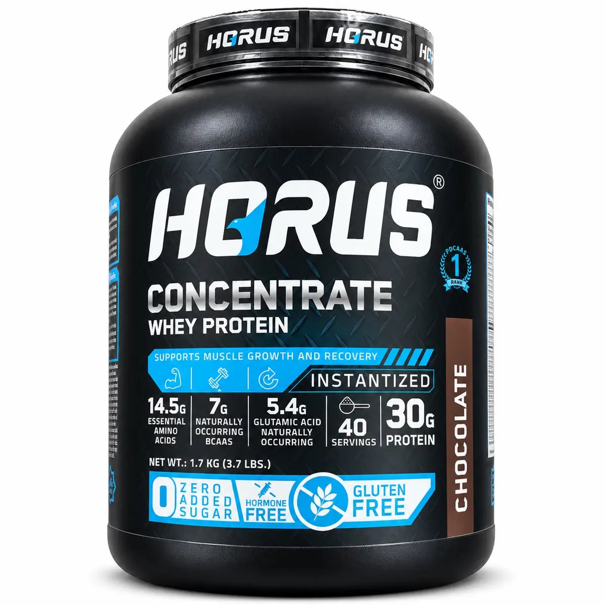 HORUS Whey Protein Concentrate chocolate flavour, 1.7kg tub with 40 servings