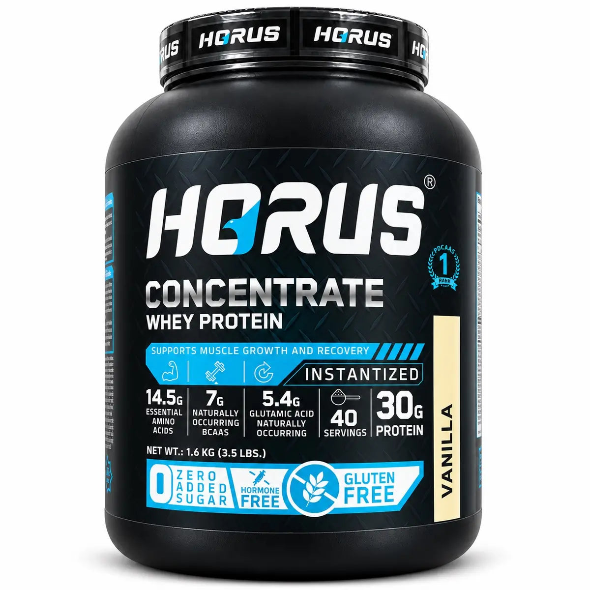 HORUS Whey Protein Concentrate vanilla flavour, 1.6kg tub with 40 servings