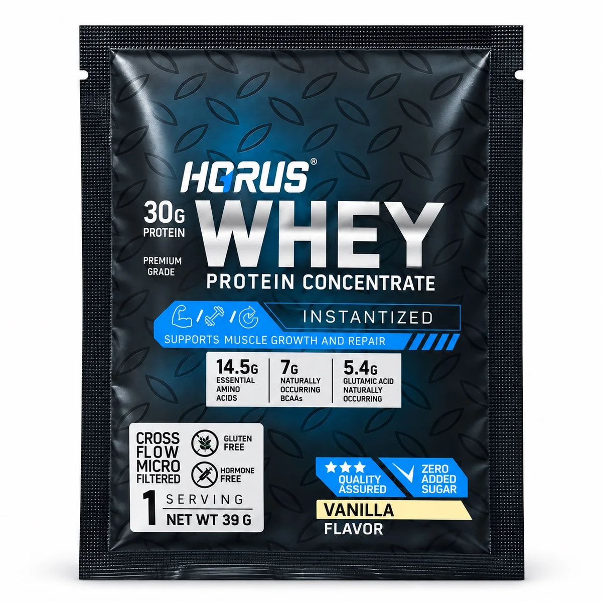HORUS Whey Protein Concentrate Vanilla flavor 39g single-serving protein sachet