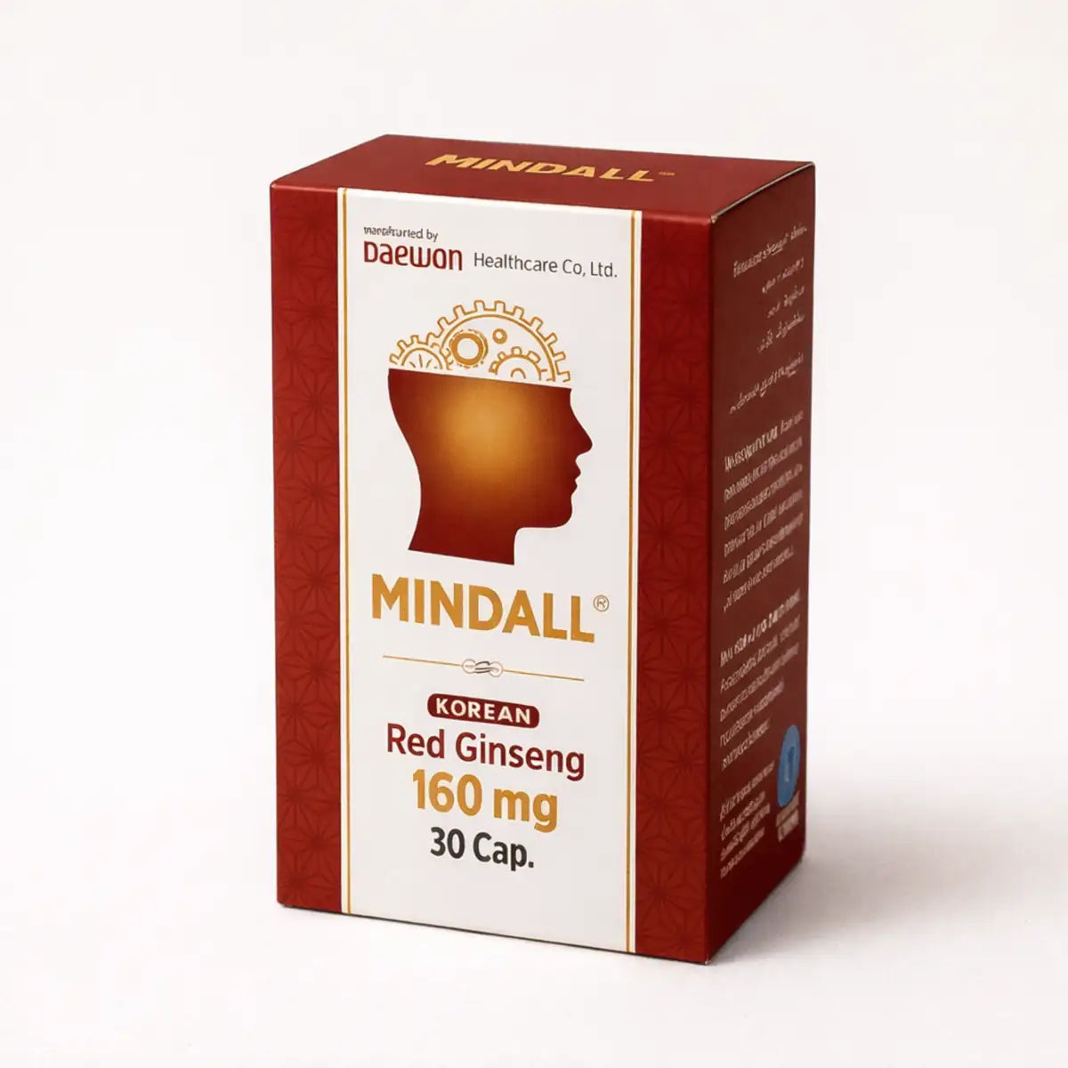 MINDALL Korean Red Ginseng 160 mg 30 capsules brain and energy support supplement box