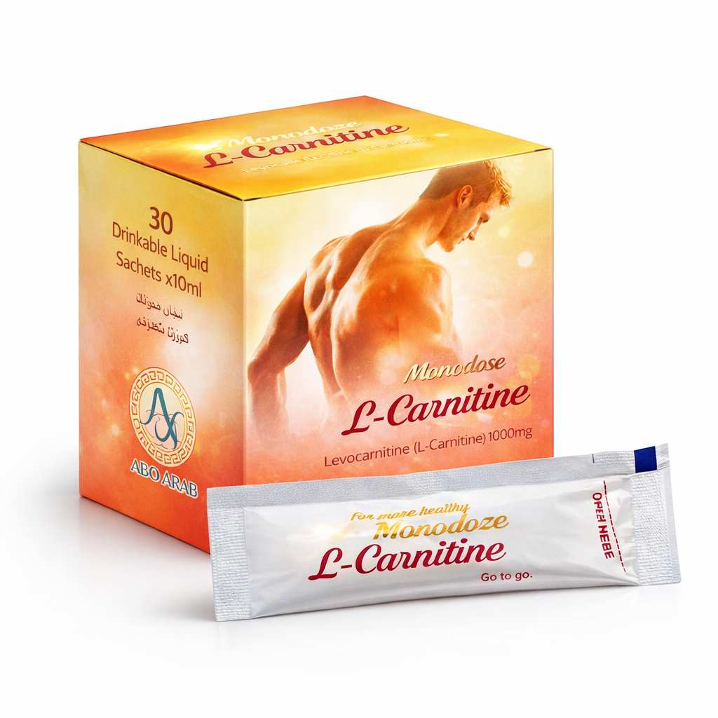 Monodose L-Carnitine 1000 mg box with single liquid sachet supplement