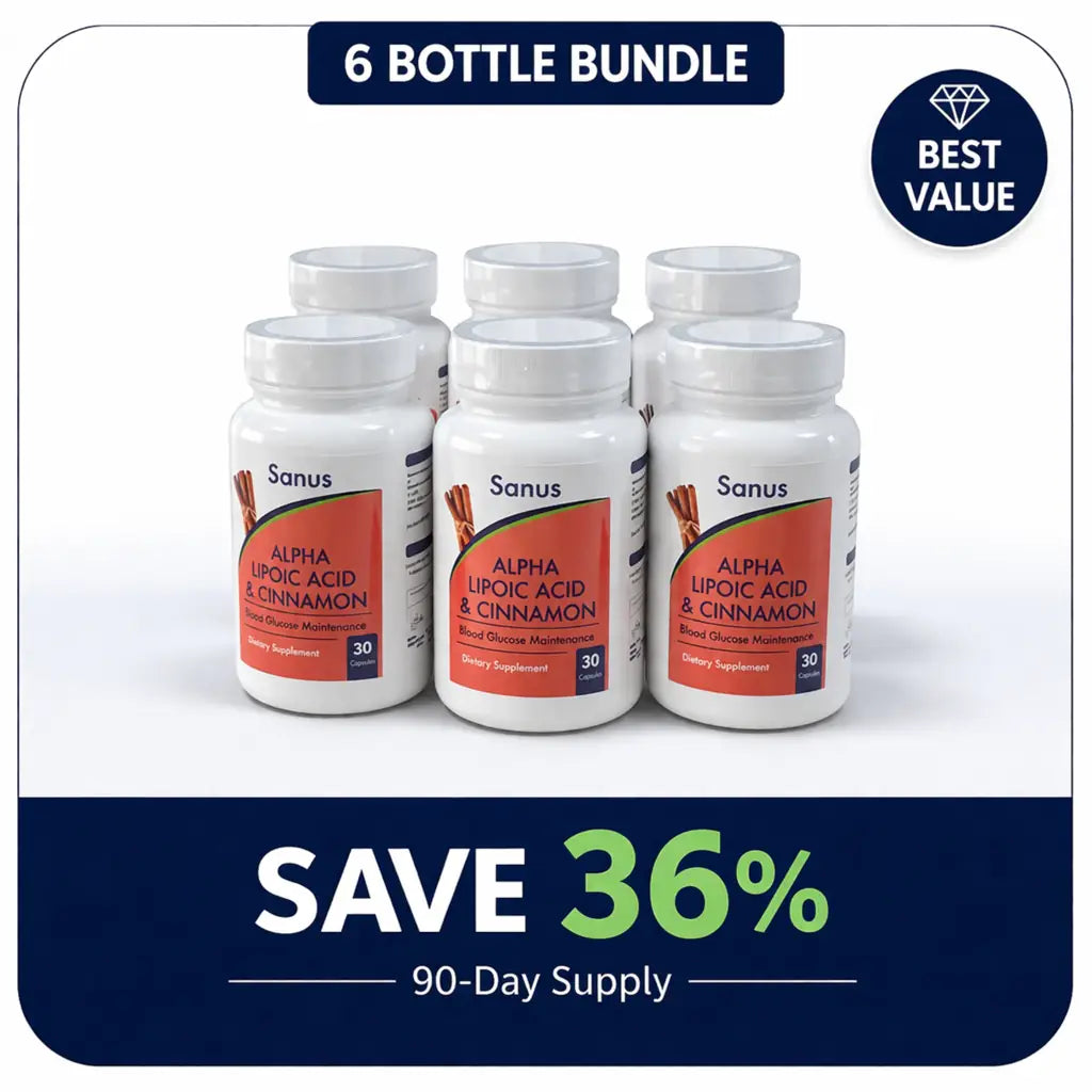 Sanus Alpha Lipoic Acid & Cinnamon 600 mg + 500 mg | Blood Sugar Support Capsules | 30 Capsules