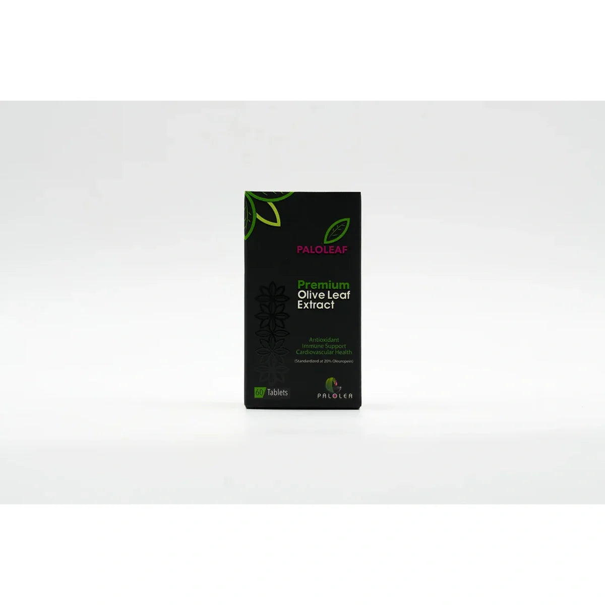 Paloleaf olive leaf extract dietary supplement 20 percent oleuropein 60 tablets product box